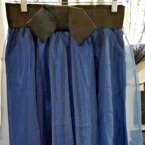 New blue tulle full midi skirt wide waistband bow